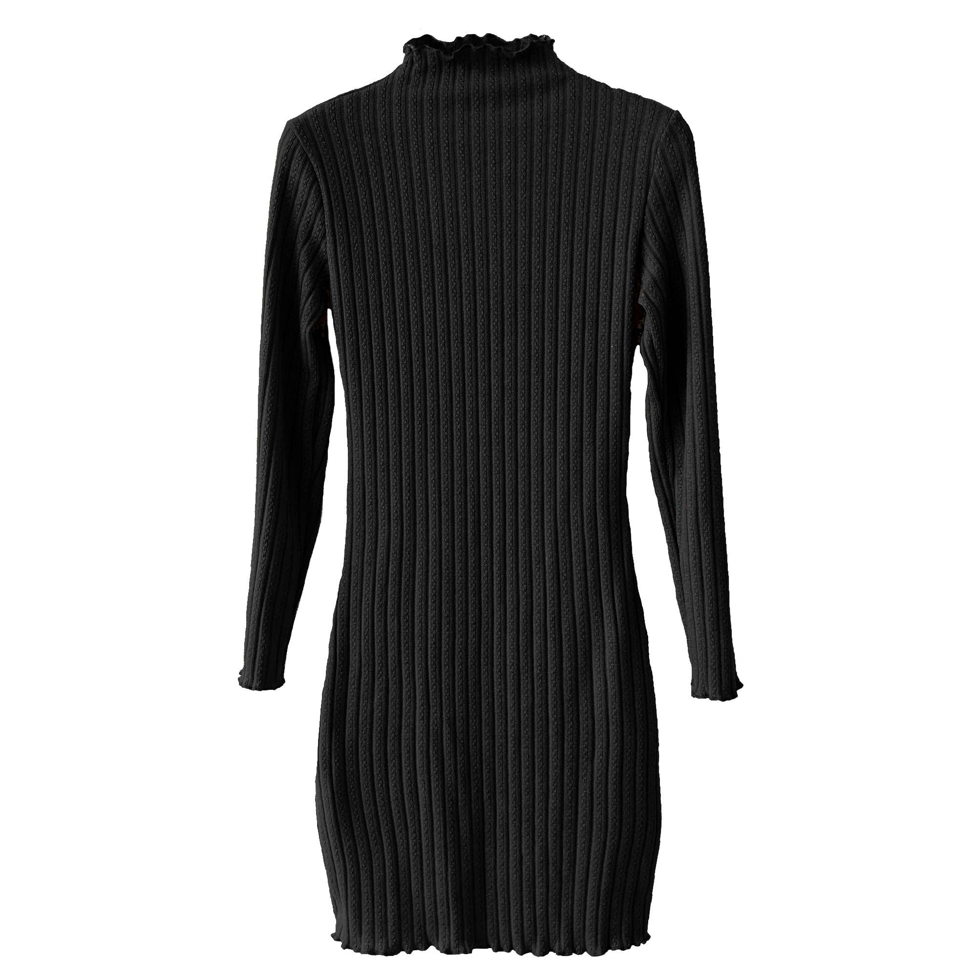 Essential Mock Neck Cable Knit Sweater Dress  Emerald Couture