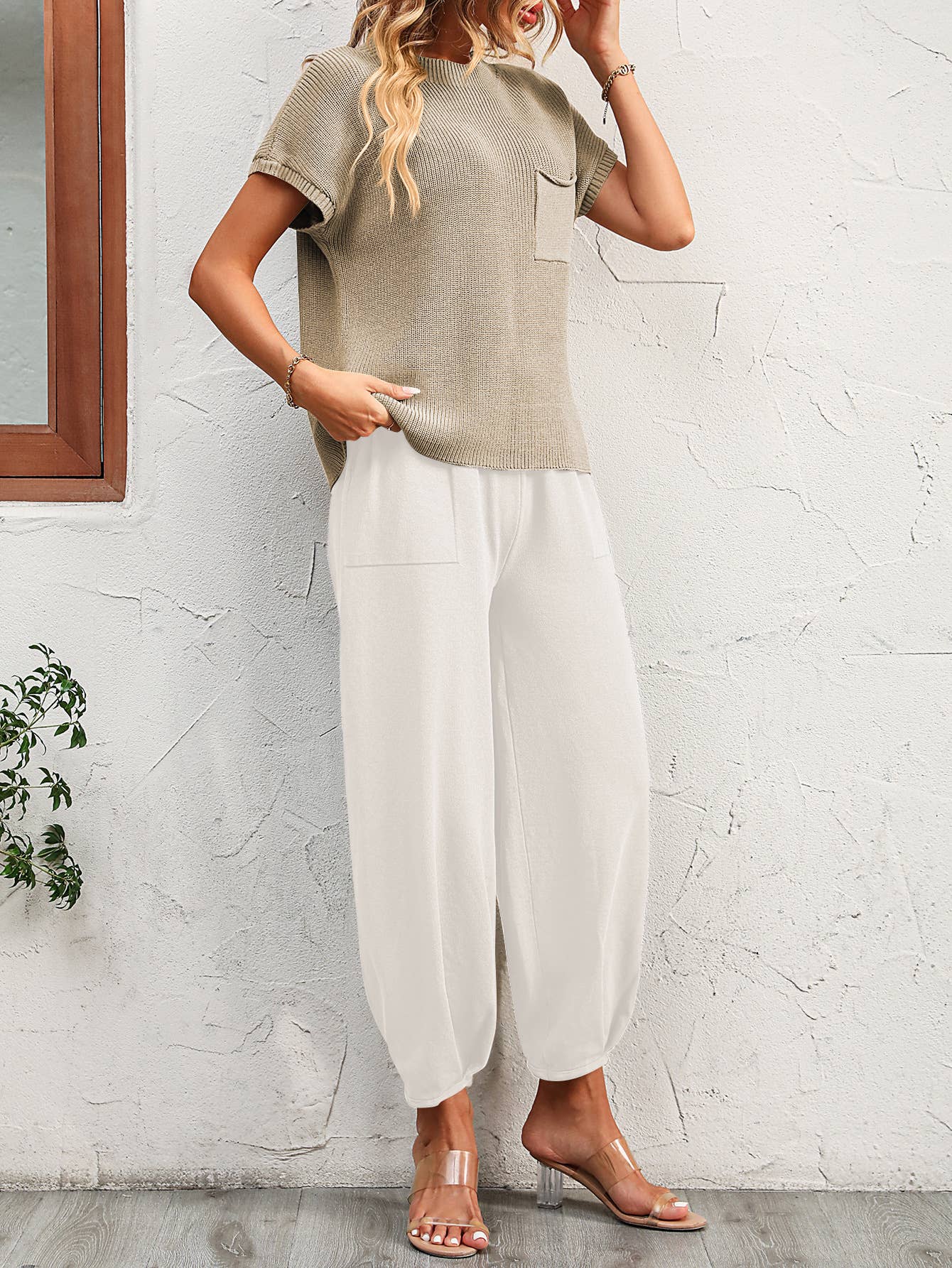 Ribbed Knit Sweater and Jogger Pant Set