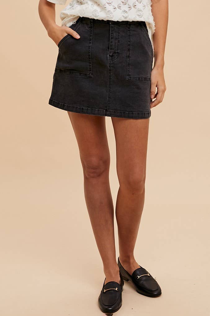 STRETCH CARGO DENIM MINI SKIRT