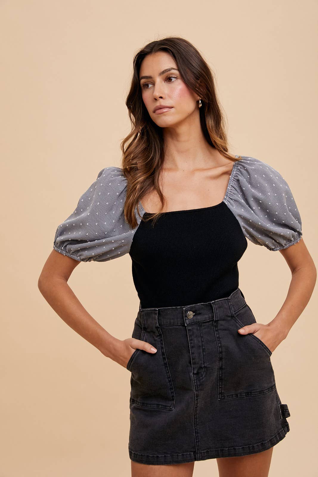 STRETCH CARGO DENIM MINI SKIRT