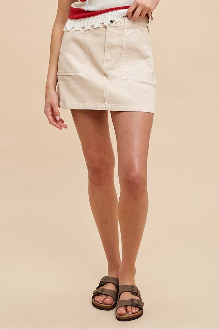 STRETCH CARGO DENIM MINI SKIRT