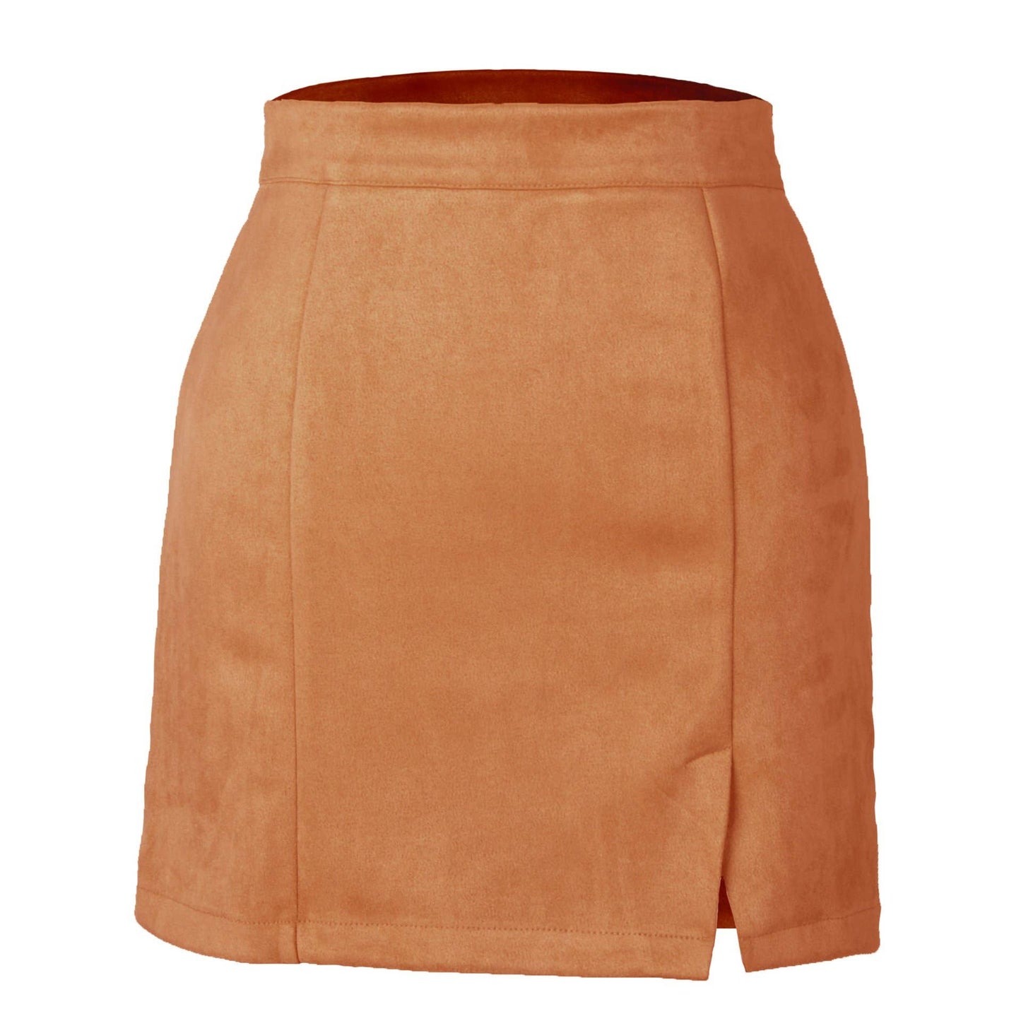 Faux Suede High Waist Front Side Split Sexy Mini Skirt